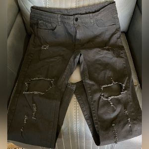 SHEIN Ripped Black Denim, Men’s Size 36, Slim Straight leg Pants